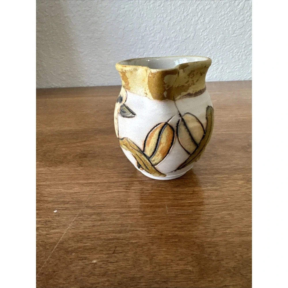 Vintage Australian Spring Mount Studio Pottery Floral, Bird Pitcher And Vase